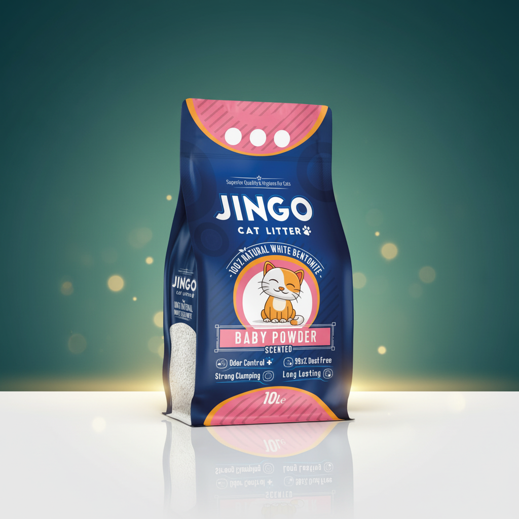 رمل جينغو برائحة بيبي بودر | JINGO Baby Powder Scented Cat Litter