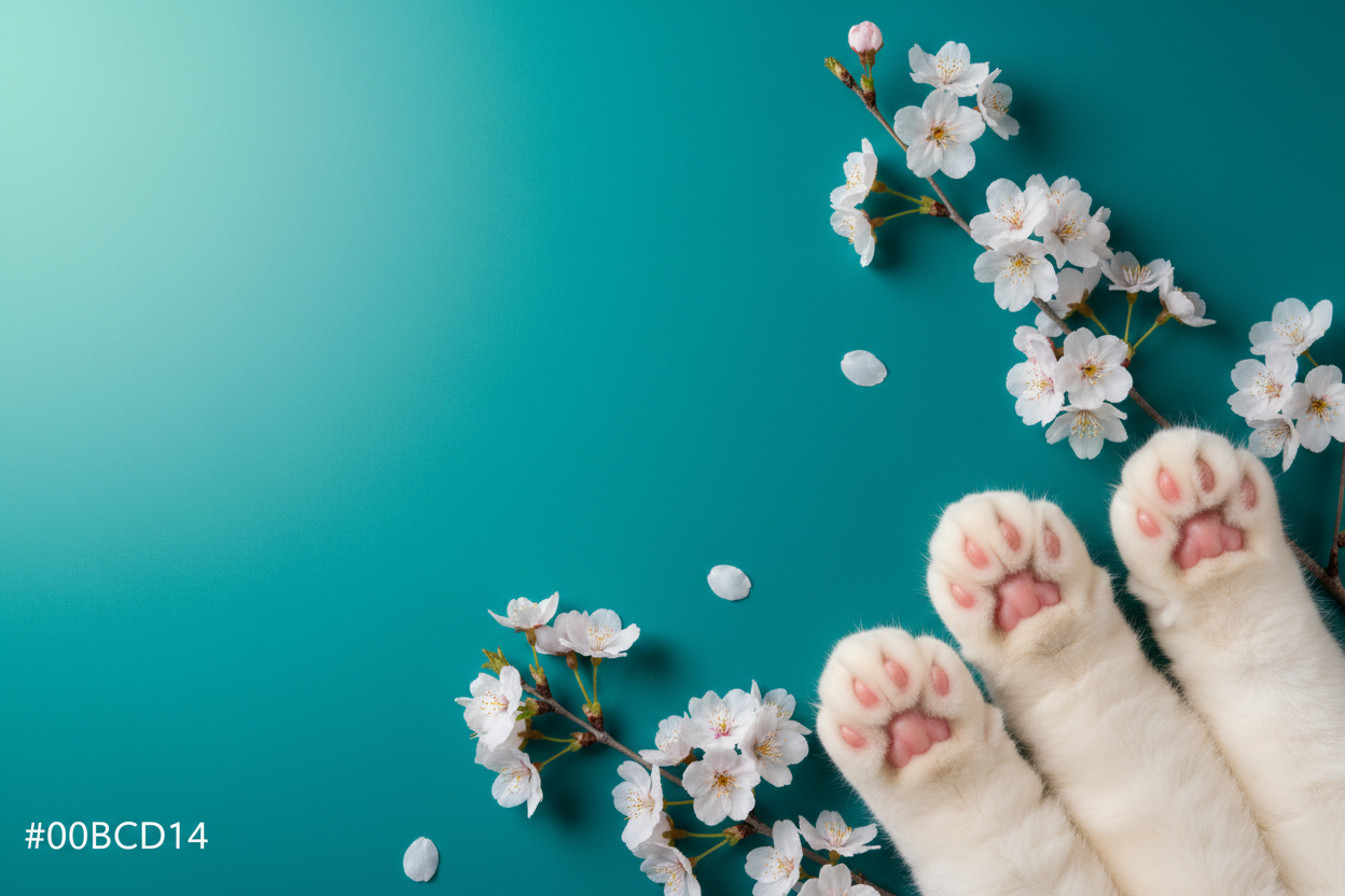 Vibrant Teal Cat Paws